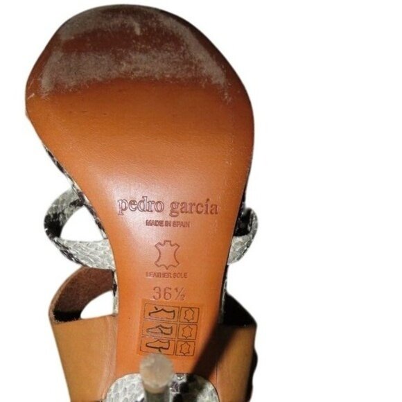 Pedro Garcia Mariel Python Embossed Vachetta Leather Pin Heels Sandals STUNNING! - Picture 10 of 16